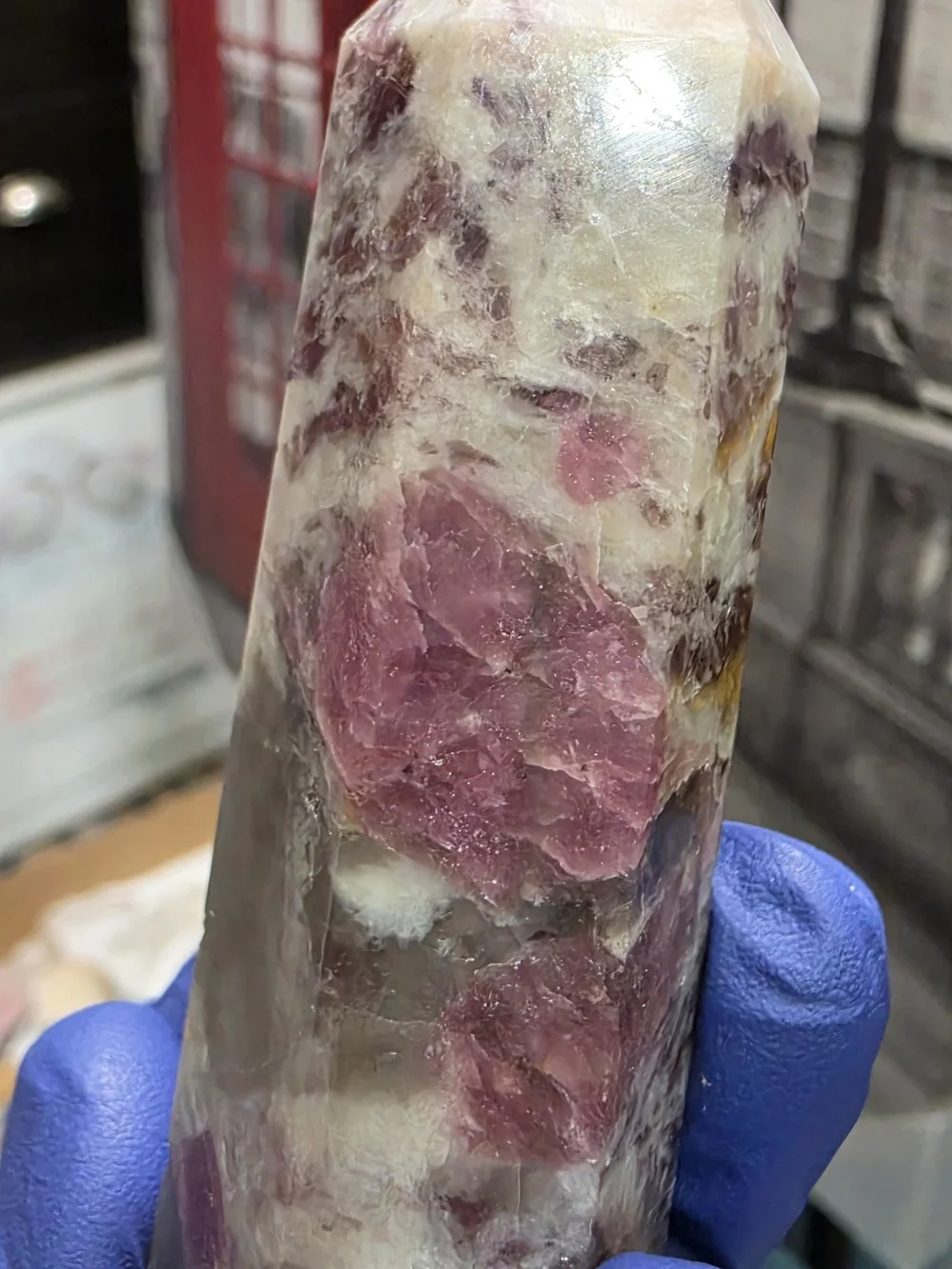 Pink tourmaline tower, also known as a Rubellite tower